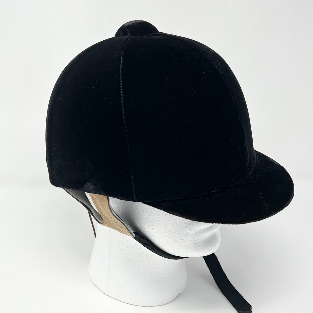 Vintage IRH Olympian Riding Helmet Size 7 Black Velvet Prop Missing Pad